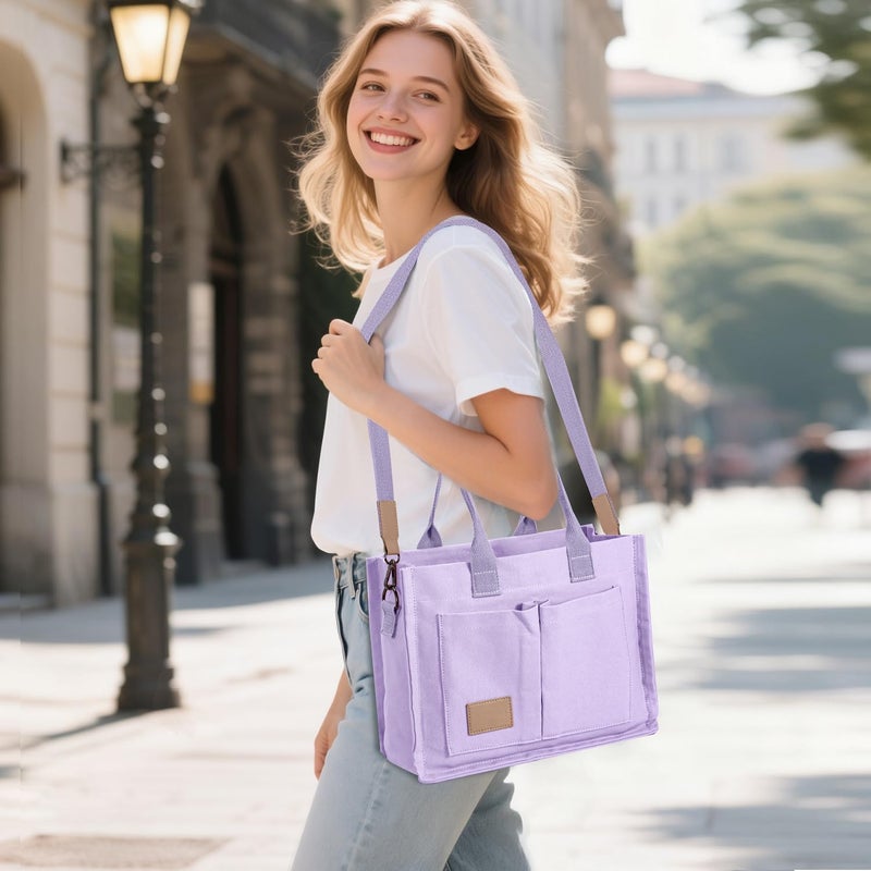 GASSDA Tote Bags for Women Canvas Tote Purse Crossbody with Pockets Top Handle Shoulder Satchel Bag for Women - Image 2